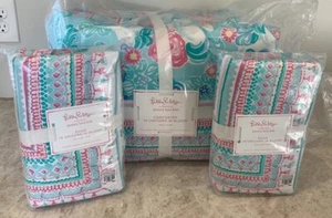 Unicornios en flor Pottery Barn Kids Lilly Pulitzer edredón COMPLETA REINA 2 fundas - Imagen 1 de 1