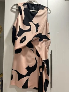 Alexander McQueen sleeveless midi asymmetric graphic print pink / black dress .S - Picture 1 of 24