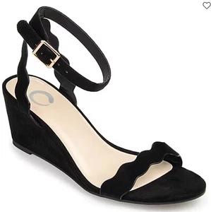 Journee Collection Womens Loucia Black Wedge Heel Pumps - Size 8 - Picture 1 of 7