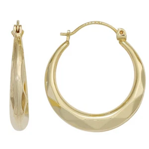 Paire Boucles D'Oreilles 20,5mm Créoles En 585 or Jaune Bijoux pour Oreilles - Picture 1 of 1
