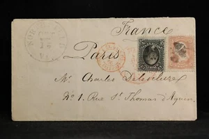 Vermont: Northfield 1866 12c Banknote (Upside Down) + #65 Cover to France - Picture 1 of 2