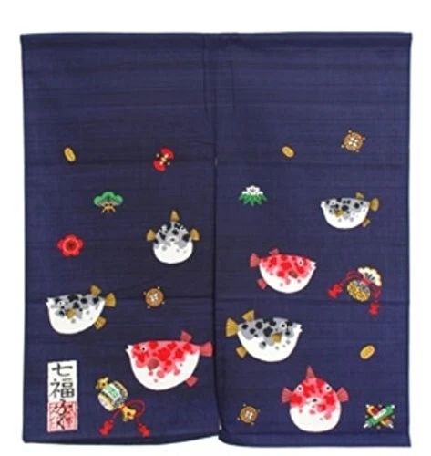 Pez soplado Noren japonés 33,5" x 35,5"" hecho en Japón Foto 1 de 1