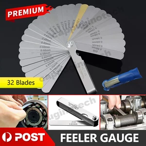 32 Blade Feeler Gauge Dual Marked MM/Inch Thickness Gap Metric Filler Tool Honda - Picture 1 of 9
