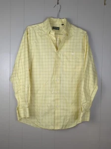 Orvis Mens Sized Med Button Down Yellow Plaid Long Sleeved Shirt GUC - Picture 1 of 10