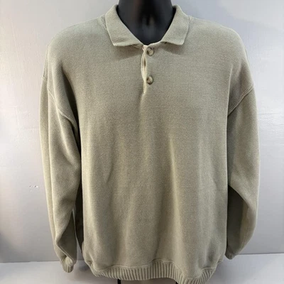 Suéter de Colección LL Bean Para Hombres XL Verde Algodón Tejido Polo Pullover Hecho en EE. UU. 90s Foto 1 de 4