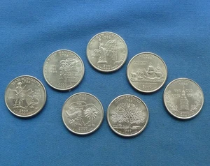 JOBLOT OF 7 US STATE QUARTER COINS Inc. New York - Picture 1 of 2