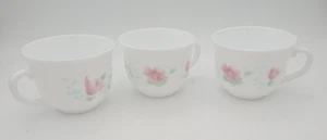 Arcopal France Floralies Florentine Pink Flowers Tea or Coffee Cups Set of 3 - Picture 1 of 8