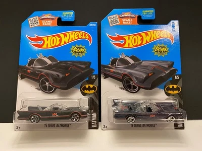 Hot Wheels 2016 Batman 66 TV Series Batmobile Lot of 2 w/Super Treasure Hunt! - Image 1 of 4