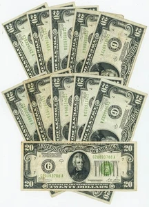 FR #2052G $20 1928B (11) Federal Reserve Notes Chicago Gold Clause Lt Grn DC6212 - Picture 1 of 3