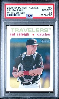 2020 Topps Heritage CAL RALEIGH Minor League WHITE BORDER #D /50 PSA 8.5 POP 1 - Image 1 of 2