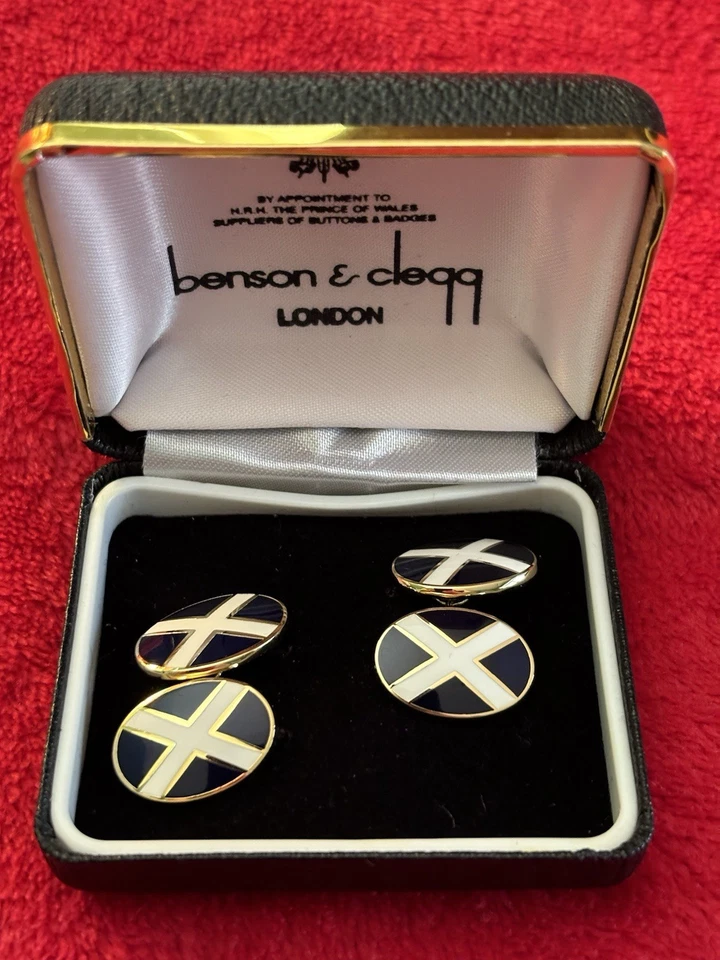 Gemelos de cadena Benson & Clegg St Andrew's Cross Scottish Saltire en caja de regalo Foto 1 de 4