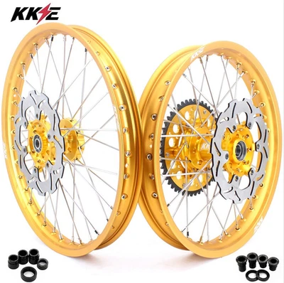 KKE 21/19 辐条轮辋适用于 SUZUKI RM125 2001 - 2007 RM250 2001 - 2008 数控轮毂 — 第 1/4 张图片