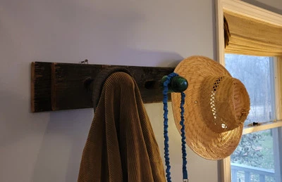  Rustic Farmhouse Vintage Old Glass Insulator Coat Rack. Upcycled Antiques. - Image 1 of 4