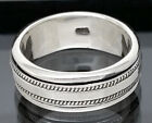 Sterling Silver Men's Spinner Worry Ring Knurled Coin Edge Spinning Band Sz 7-13