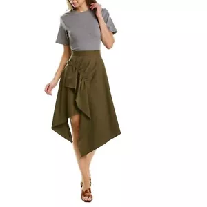 3.1 Phillip Lim Handkerchief Midi Dress Wool Asymmetrical Fir Green Gray NWT 4 - Picture 1 of 15