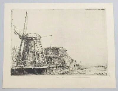 VTG Rembrandt Repro Fratelli Alinari Print - Il Mulino - Italy #445 Windmill - Image 1 of 4
