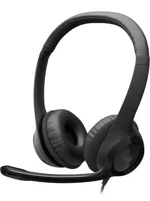 Logitech H390 Wired Headset for PC/Laptop Stereo Headphones Black USB Mic - Image 1 of 3