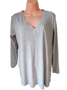 H&M Mama Maternity Top Long sleeve Ribbed V neck Size M Grey - Picture 1 of 4