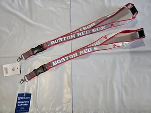 Boston Red Sox Reflective Lanyard - Lot of 2 - Breakaway Keychain - New - Picture 1 of 1