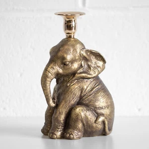 Resin Elephant Taper Candle Holder 22cm Bronze Effect Decorative Ornament Figure - Picture 1 of 7
