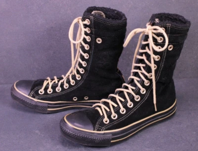 Converse All Star XHi Damen Chucks Sneaker Gr. 37 Leder Boots schwarz Fell BC364 - Bild 1 von 4