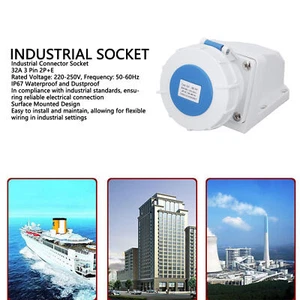 Industrial Connector Socket 32A 2P E IP67 Waterproof And Dustproof High Voltage - Picture 1 of 22