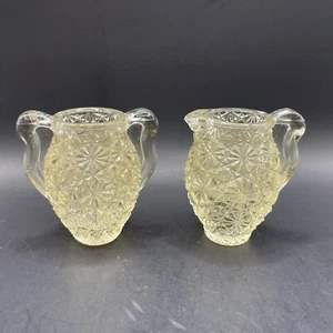Vintage LE Smith Button And Daisy Miniature Glass Sugar & Creamer 2.5”Ht. - Picture 1 of 3