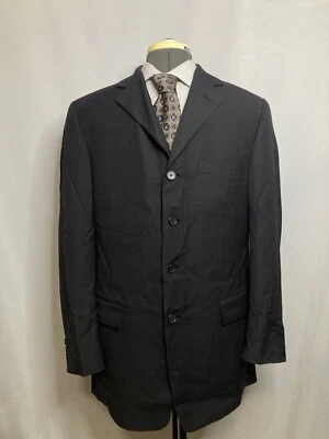 Blazer Abrigo Deportivo Traje Chaqueta Negro 4 Botones Lana Súper 100s Tallia Para Hombres 42R 46" Foto 1 de 4
