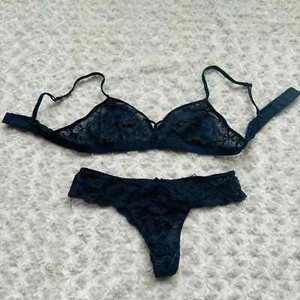 Intimissimi Balconette Lace Bra & Bikini Navy Panty Undies Set Cheeky Italy 36 B - Picture 1 of 12