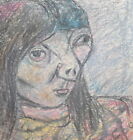 Vintage expressionist pastel painting signed