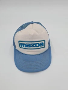 Vtg 80s Mazda Mesh Trucker Hat Cap Light Blue Foam Snapback Patch Racing Team - Picture 1 of 4