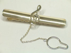 Silver 925 Tie Clip With Violin Key - Men's Tie - Sol - Picture 1 of 5