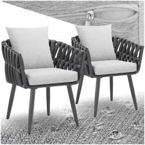 Set 2 Sedie Design Corda Telaio Alluminio Piedini Regolabili Imbottitura Cuscino - Foto 1 di 12