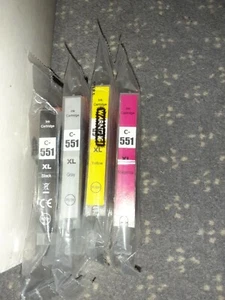 4 C-551 XL Compatible Ink Cartridges for Canon Pixma MG5450 5550 6350 6450 - Afbeelding 1 van 5