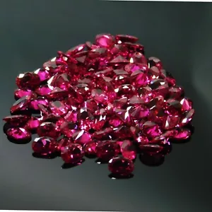 50 pcs Natural Red Ruby Gemstone Certified Mogok Oval Shape 7 x 5 MM Lot - Picture 1 of 8