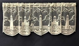 Classic Light House Ecru Lace Valance 58" x 19" Bathroom Kitchen Bedroom Den - Picture 1 of 3