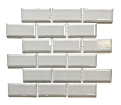 2" x 4" Gris Plata Denim Biselado Cerámica Brillante Azulejo Mosaico Cocina Baño Foto 1 de 4