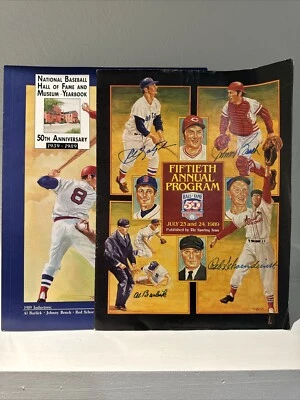 1989 - HOF Johnny Bench, Carl Yastrzemski, Red Schoendienst and Al Barlick Auto - Image 1 of 4