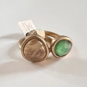 NWT Kiam Collection Lia Sophia Stackable Rings NIKKI Green Tan Blue Gold Size 7 - Picture 1 of 6