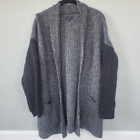 American Eagle Womens Medium Open Front Cardigan Sweater Gray Pockets Stretch