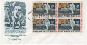 USA # #C76-105  - FDC 1st Moon Landing-Artmaster gray cachet- Blk 4 franking - Picture 1 of 1