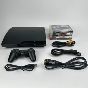 Sony PlayStation 3 PS 3 Slim w/ Wireless Controller, Cords, and 5 Games TESTED - Picture 1 of 23