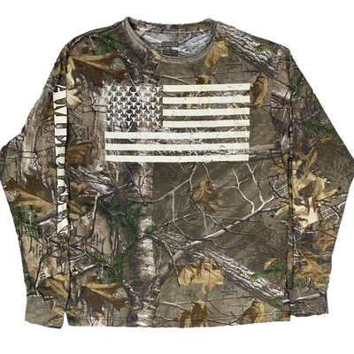 Realtree Ranger USA Camouflage Hunting Long Sleeve T Shirt Size Men's Large - Image 1 of 4