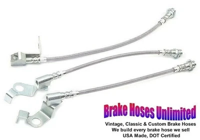 КОМПЛЕКТ ТОРМОЗНЫХ ШЛАНГОВ ИЗ НЕРЖАВЕЮЩЕЙ СТАЛИ Ford Galaxie, Galaxie 500, 1965 1966 - передний диск - Изображение 1 из 2