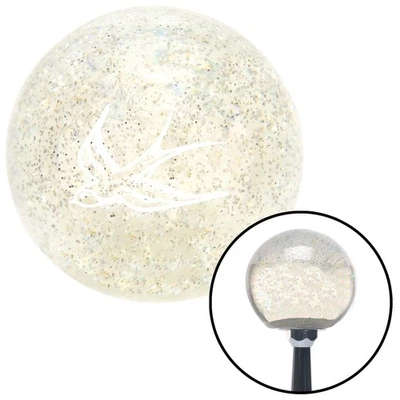 White Swallow Clear Metal Flake Shift Knob w/ M16x1.5 Insert Shifter Auto Brody - Image 1 of 4