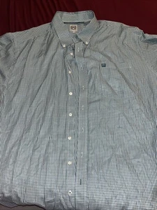 Camisa Western Para Hombre XL Cinch Botón Abajo Manga Larga: Estampado A Cuadros Verde Azulado/Azul - Imagen 1 de 6
