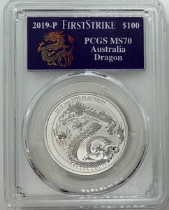 2019 Australia 1 oz Platinum Dragon PCGS MS-70 First Srike - Picture 1 of 18