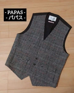 Papas Harris Check Tweed Vest Size L Made in Japan - Picture 1 of 10