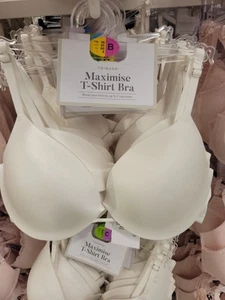 Primark Maximise Plunge T-Shirt Bra 2 sizes bigger boost Push Up Padded IVORY. - Picture 1 of 13