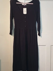 Pepperberry Knitted Dress Black Ribbed Midi UK 14 Curvy - Really Curvy New - Picture 1 of 7